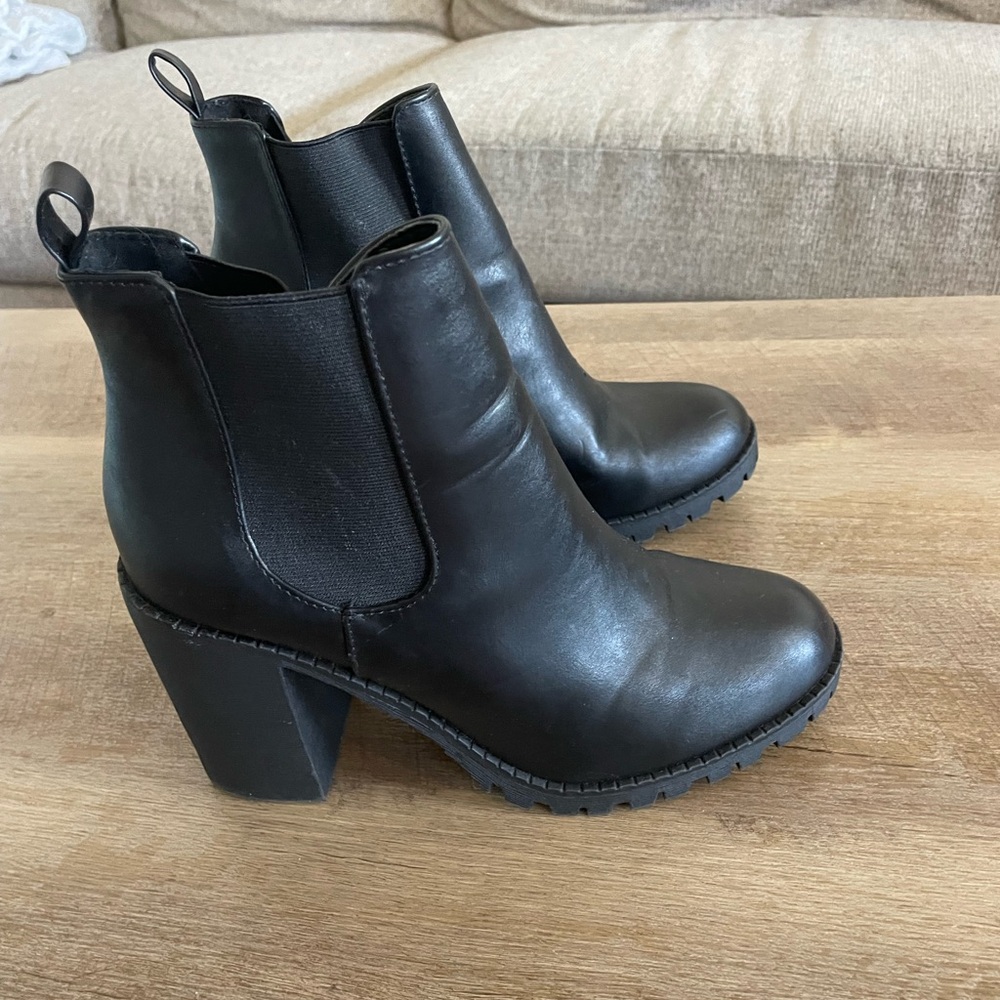 Black Leather Ankle Boots